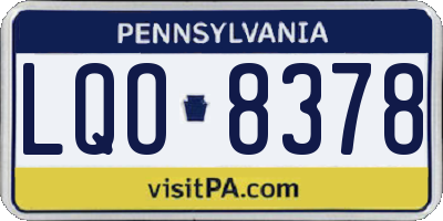 PA license plate LQO8378
