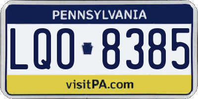 PA license plate LQO8385
