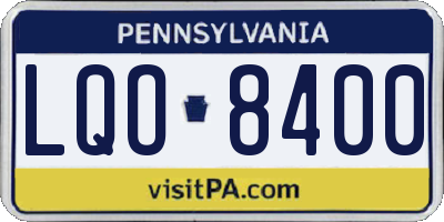 PA license plate LQO8400