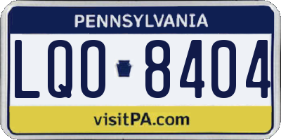 PA license plate LQO8404