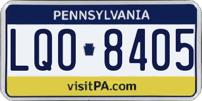 PA license plate LQO8405