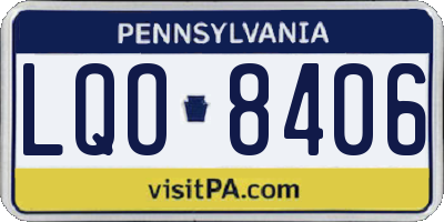 PA license plate LQO8406