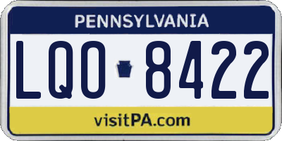 PA license plate LQO8422