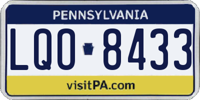 PA license plate LQO8433