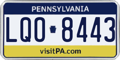 PA license plate LQO8443