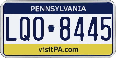 PA license plate LQO8445
