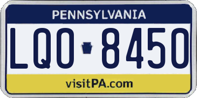 PA license plate LQO8450