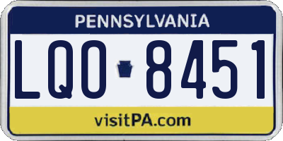 PA license plate LQO8451