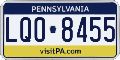 PA license plate LQO8455