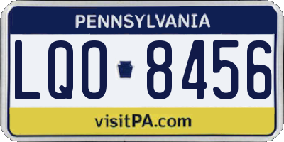 PA license plate LQO8456