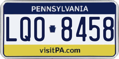 PA license plate LQO8458