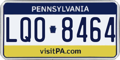 PA license plate LQO8464