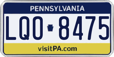 PA license plate LQO8475