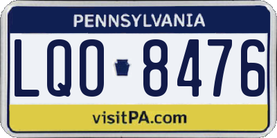 PA license plate LQO8476