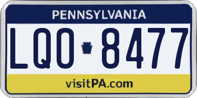 PA license plate LQO8477