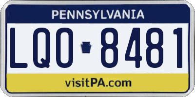 PA license plate LQO8481