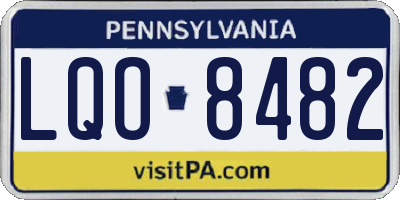 PA license plate LQO8482
