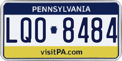 PA license plate LQO8484