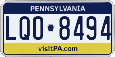 PA license plate LQO8494