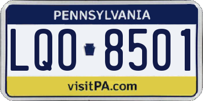 PA license plate LQO8501