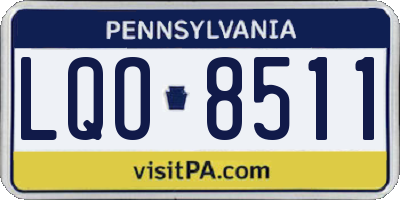 PA license plate LQO8511