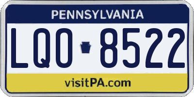 PA license plate LQO8522