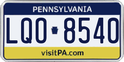 PA license plate LQO8540