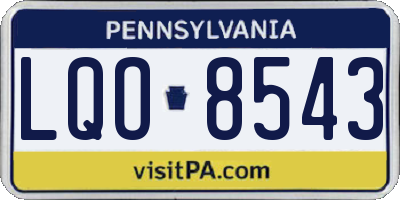 PA license plate LQO8543
