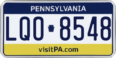 PA license plate LQO8548