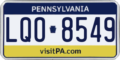 PA license plate LQO8549