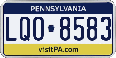 PA license plate LQO8583