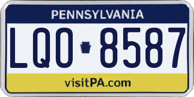 PA license plate LQO8587