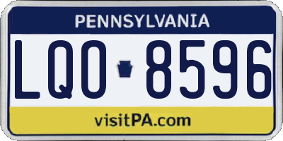 PA license plate LQO8596