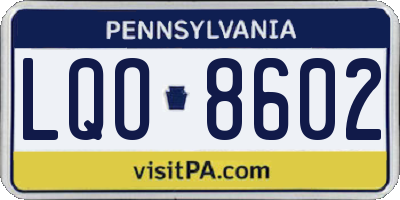 PA license plate LQO8602