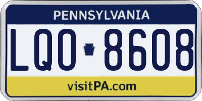PA license plate LQO8608