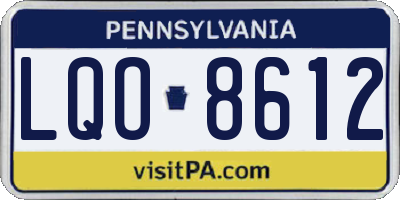 PA license plate LQO8612