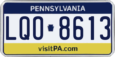 PA license plate LQO8613