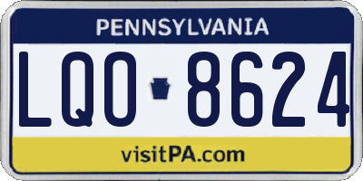 PA license plate LQO8624