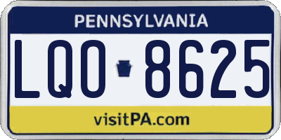 PA license plate LQO8625