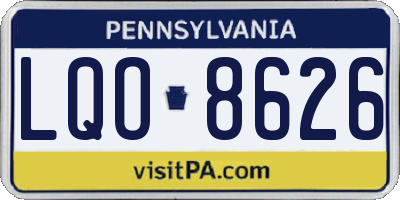 PA license plate LQO8626