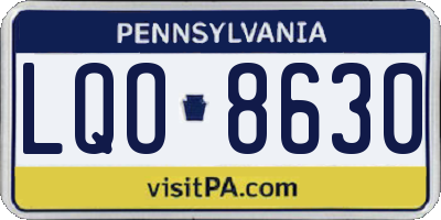 PA license plate LQO8630