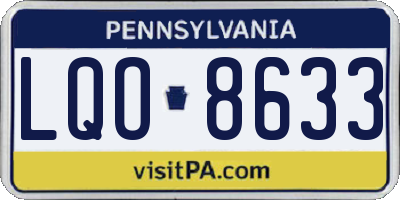 PA license plate LQO8633