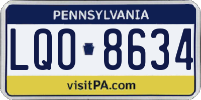 PA license plate LQO8634