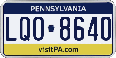 PA license plate LQO8640