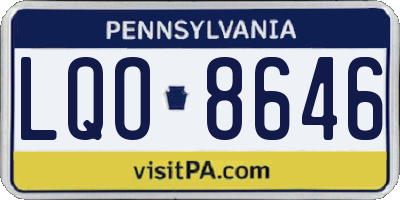 PA license plate LQO8646