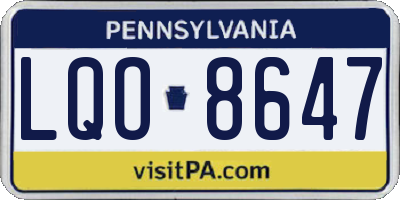 PA license plate LQO8647