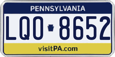 PA license plate LQO8652