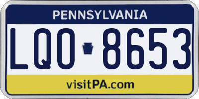 PA license plate LQO8653