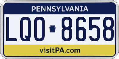 PA license plate LQO8658