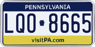 PA license plate LQO8665